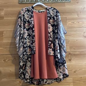 Wallflower, x-small, ross color, with sheer cover up